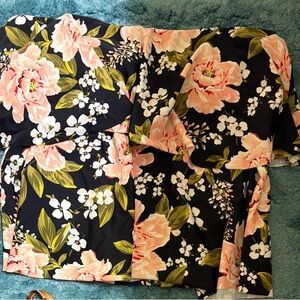 Floral tube top Tankini with Pink and Green Accents